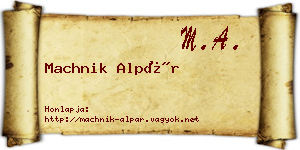 Machnik Alpár névjegykártya